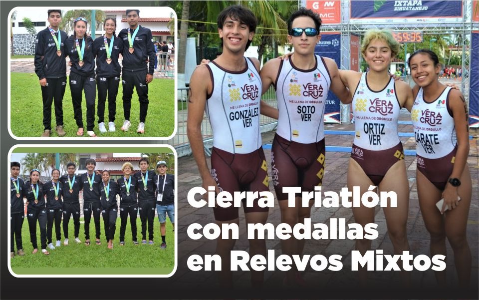 Cierra Triatlón con medallas en Relevos Mixtos