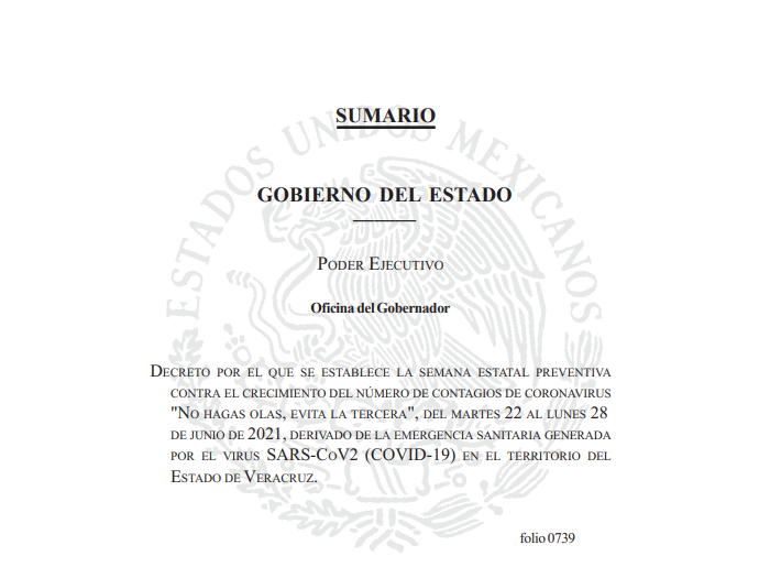 Del 22 al 28, semana estatal para prevenir contagios por COVID-19: Gobierno de Veracruz