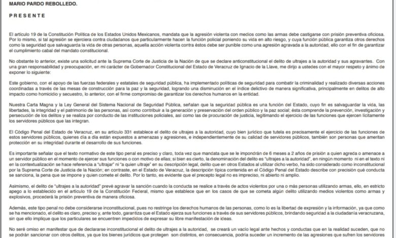 Habría vacío legal si la SCJN declara inconstitucional ultrajes a la autoridad