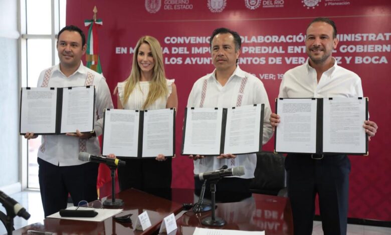 Veracruz y Boca del Río firman convenio con Gobierno del Estado para cobro de predial