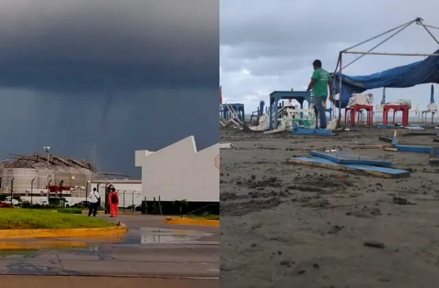 ¡Impresionante! Tromba sorprende a jarochos en el puerto de Veracruz