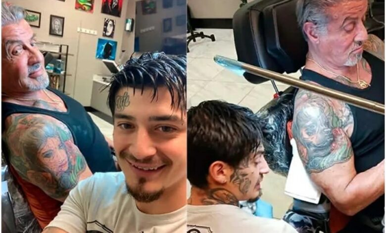 ¡Aplicando un Nodal! Sylvester Stallone reemplaza tatuaje de su exesposa por el de su perro