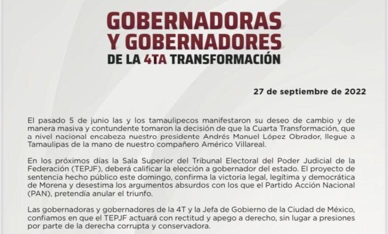 Cuitláhuac García exhorta respetar la voluntad popular de Tamaulipas