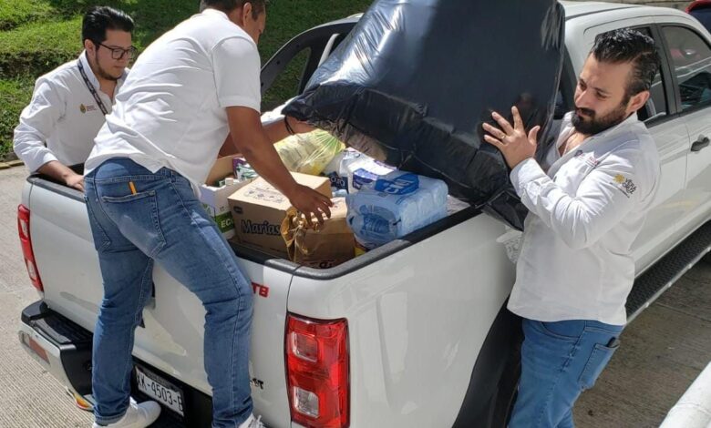 Salud recauda y dona 2.5 toneladas de insumos en apoyo a damnificados de la región de Zongolica